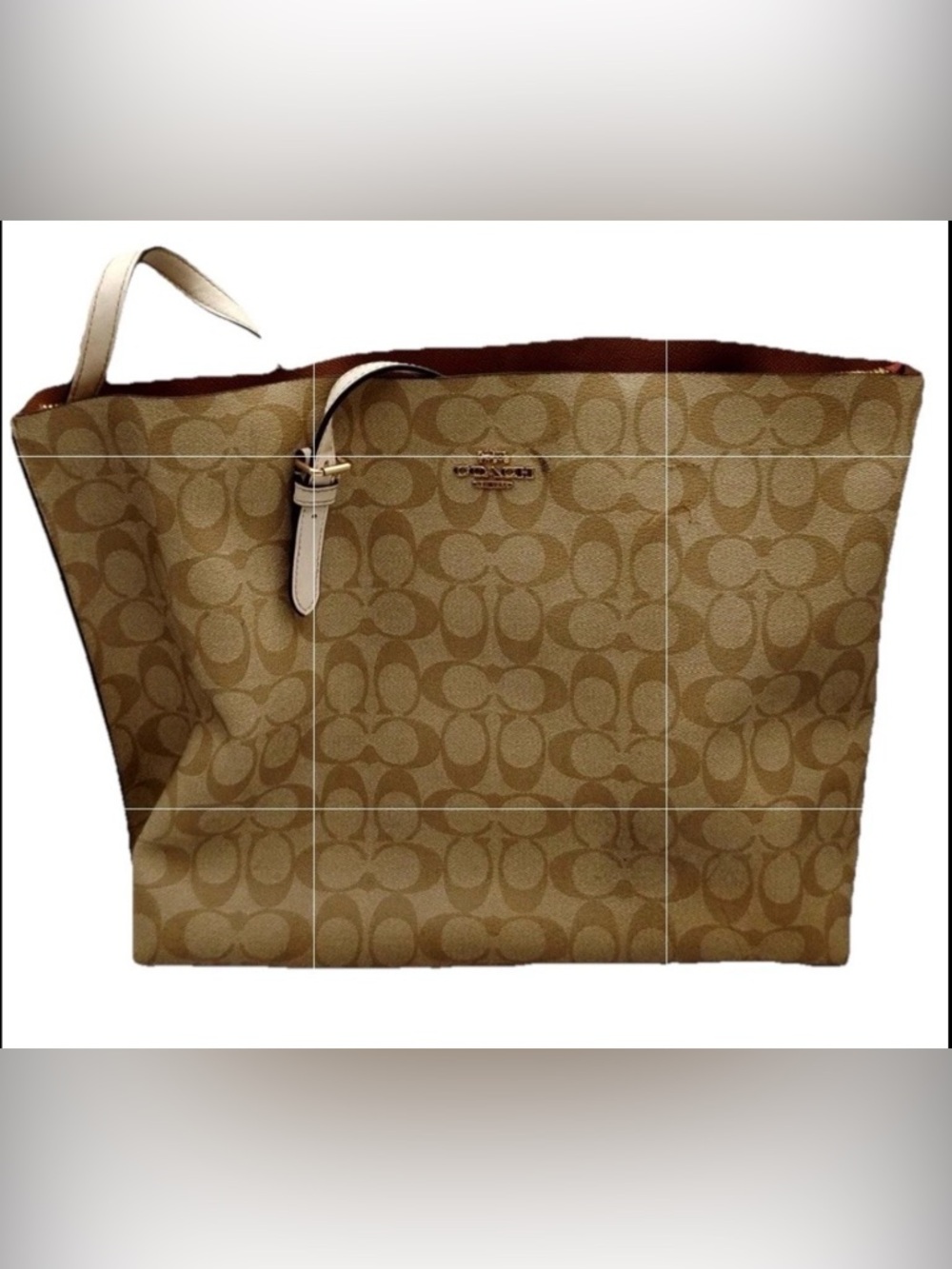Coach City Tote Bag in Signature Canvas Light Khaki Chalk 5696 Excellent Conditn - Picture 3 of 8